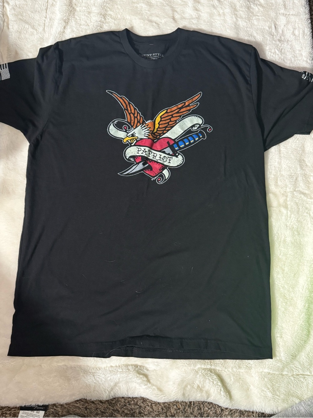 Grunt Style Black Tee with Patriotic Eagle and Dagger Graphic